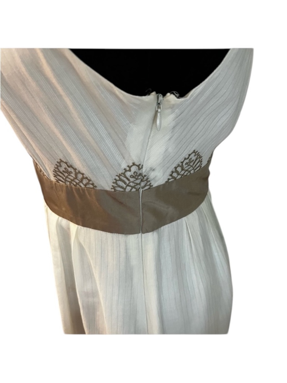 Floreat Anthropologie Vintage Cream Art Nouveau Appliqué Midi Dress Size 4 - Picture 6 of 13